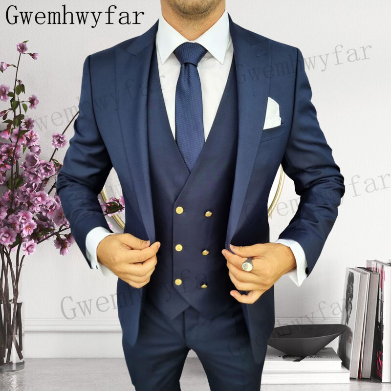 Men Formal Wear Jacket - Gwenhwyfar เจ้าบ่าว Peaked Lapel Tuxedo ผู้ชายชุดแต่งงาน/พรหม/อาหารค่ํา