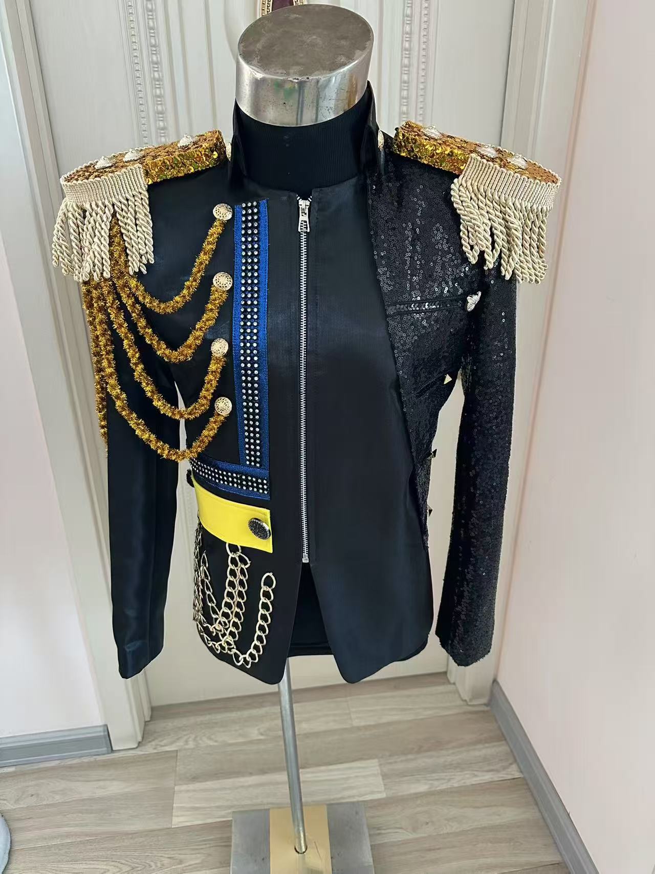 Men Formal Wear Wedding - เสื้อแจ็คเก็ตชายพู่ห้อยสไตล์รอยัลสำหรับงานแต่งงาน งานเลี้ยง งานแสดงบนเวที ชุดออกงานกลางคืน