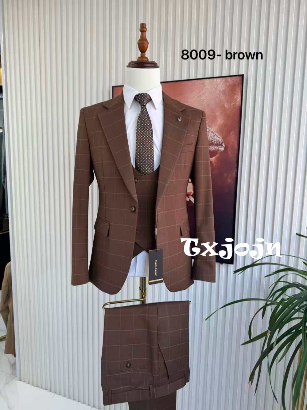 Men Formal Wear Jacket - ชุดสูทผู้ชายลายสก็อต 3 ชิ้น เสื้อแจ็คเก็ต เสื้อกั๊ก กางเกง