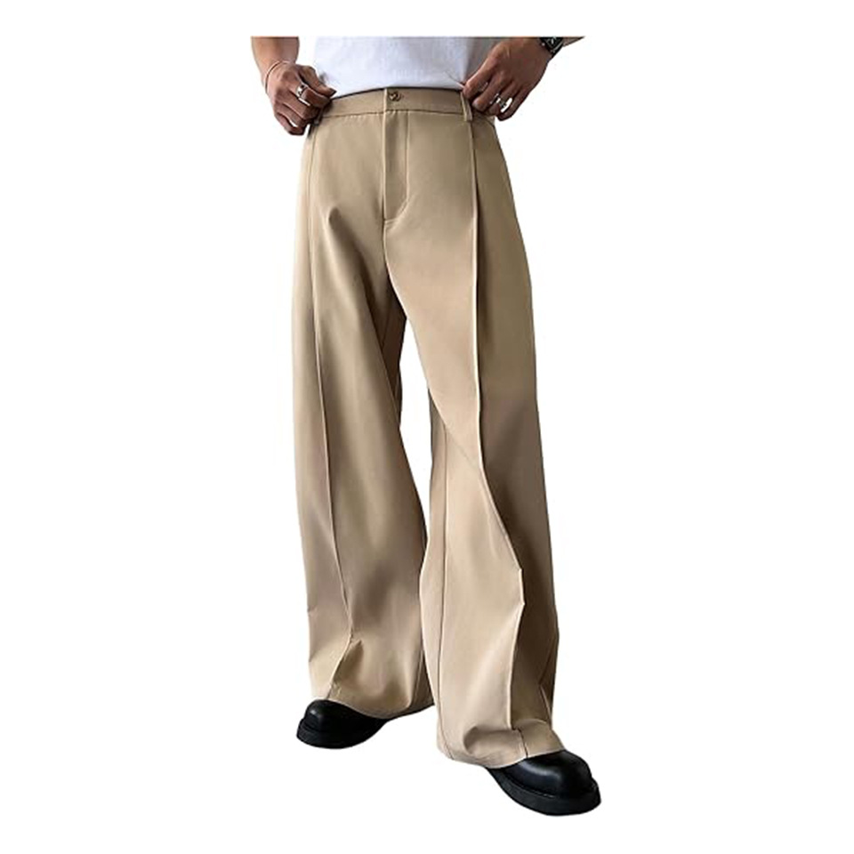 Men'S Formal Style - กางเกงสูทขายาวทรงตรงสีพื้นสำหรับผู้ชาย เหมาะสำหรับงานทางการ ธุรกิจ ใส่ได้ทุกวัน สไตล์ลำลอง จับจีบด้านหน้า