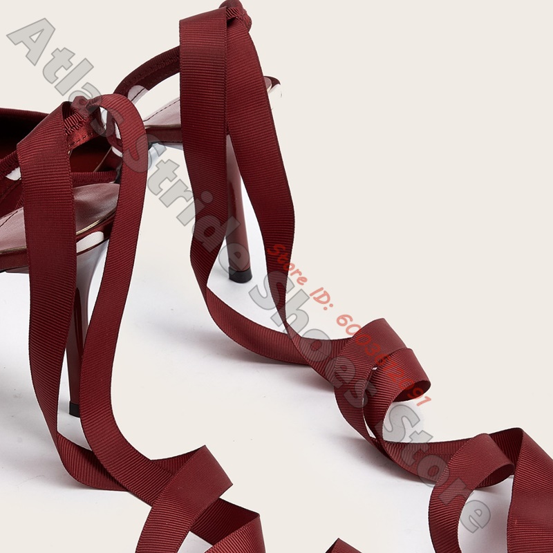 รองเท้าส้นสูงแบบสวมเปิดส้น ลาย - Satin Bow Tie บทวิจารณ์และราคา