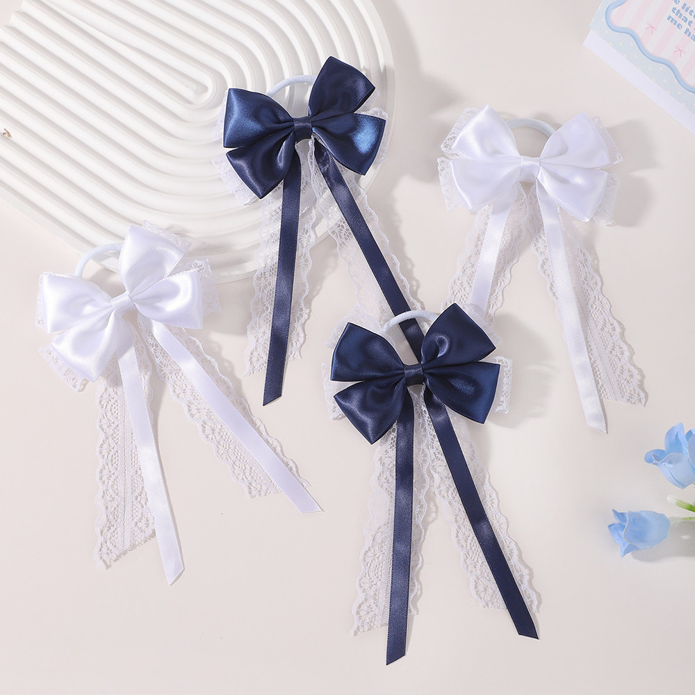 2 ชิ้น/ชุด ยางรัดผมผ้าซาตินประ - Satin Bow Tie บทวิจารณ์และราคา