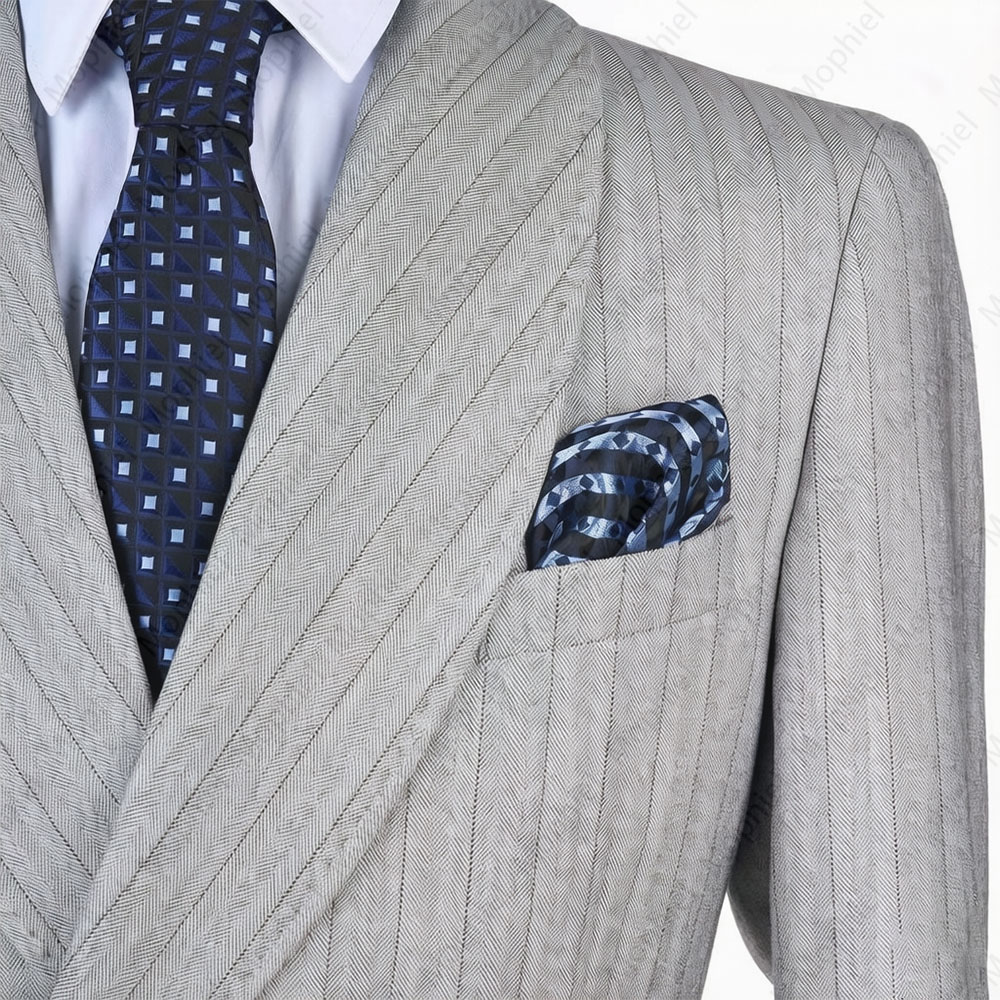 ชุดสูทผู้ชายสีเทาอ่อน Mophiel  - Men Formal Wear Wedding บทวิจารณ์และราคา