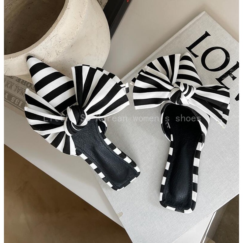 รองเท้าส้นเตี้ยแบบสวม ดีไซน์หร - Satin Bow Tie บทวิจารณ์และราคา