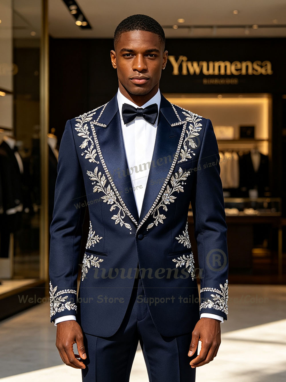 ชุดสูทสีน้ำเงินกรมท่าสุดหรูสำห - Men Formal Wear Jacket บทวิจารณ์และราคา