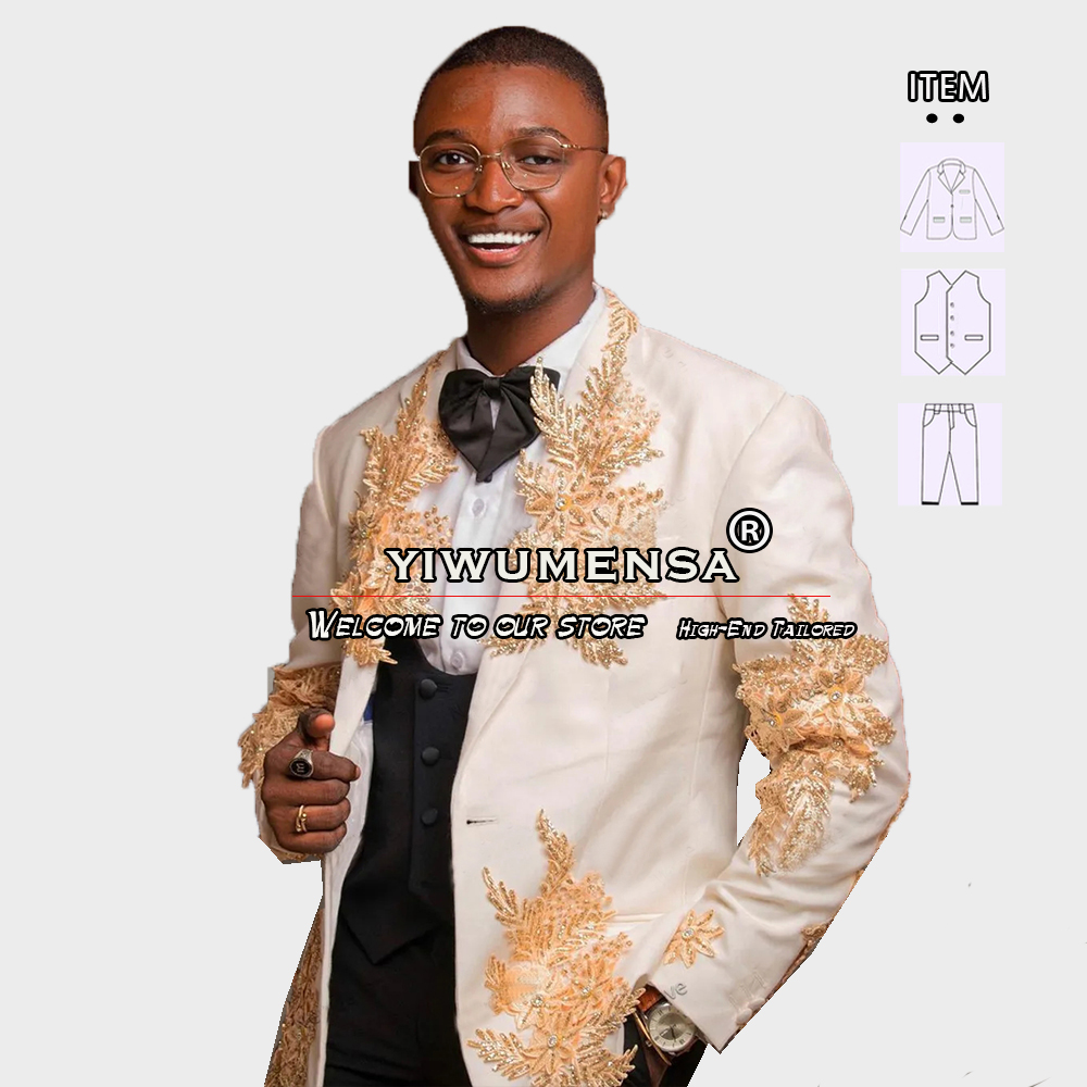 ที่กําหนดเอง 3 ชิ้นชุดผู้ชายอย - Men Formal Wear Wedding บทวิจารณ์และราคา