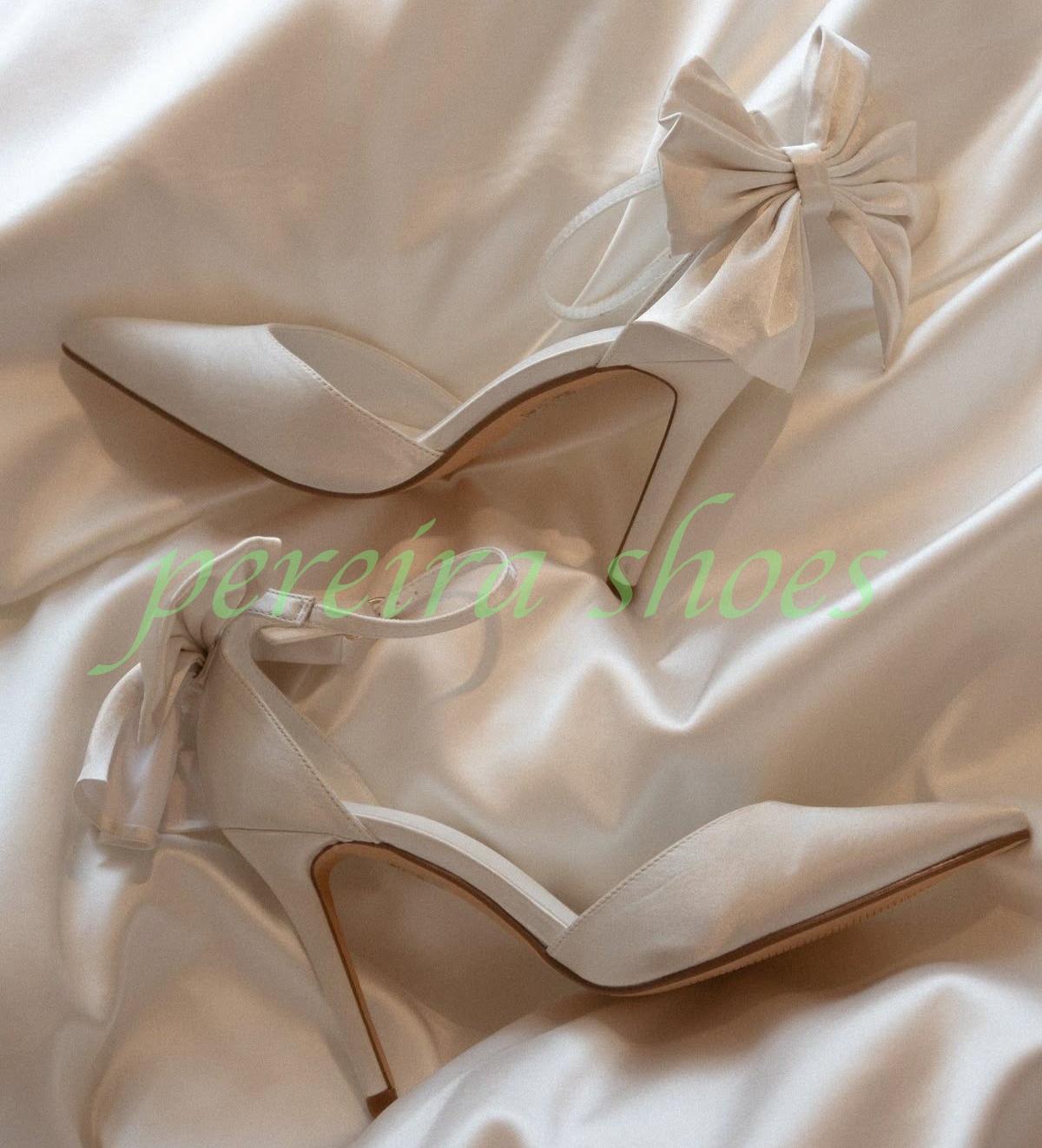 รองเท้าส้นสูงแบบสวมเปิดส้น สาย - Satin Bow Tie บทวิจารณ์และราคา