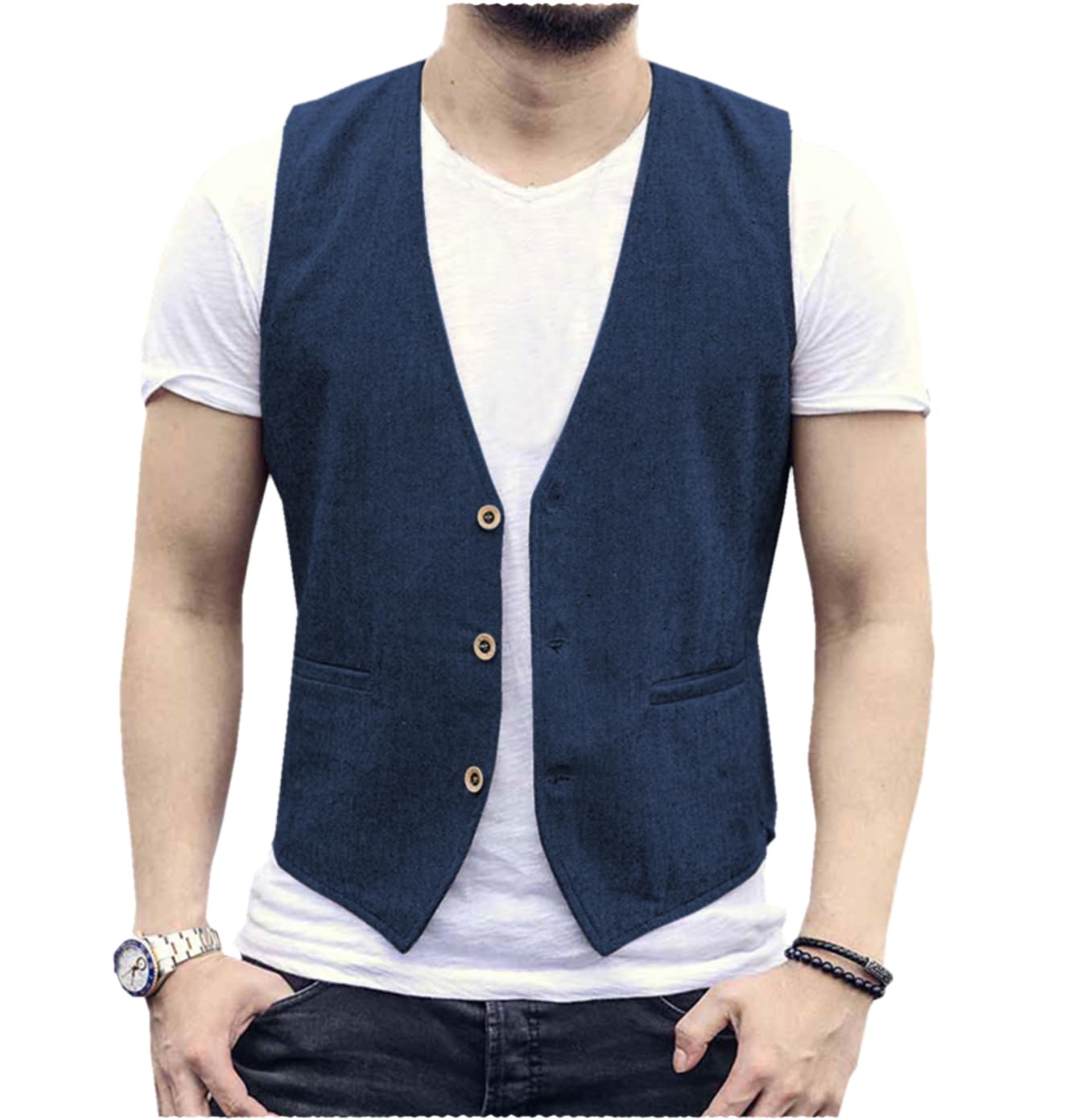 เสื้อกั๊กผ้าลินินสำหรับเจ้าบ่า - Men Formal Wear Wedding บทวิจารณ์และราคา