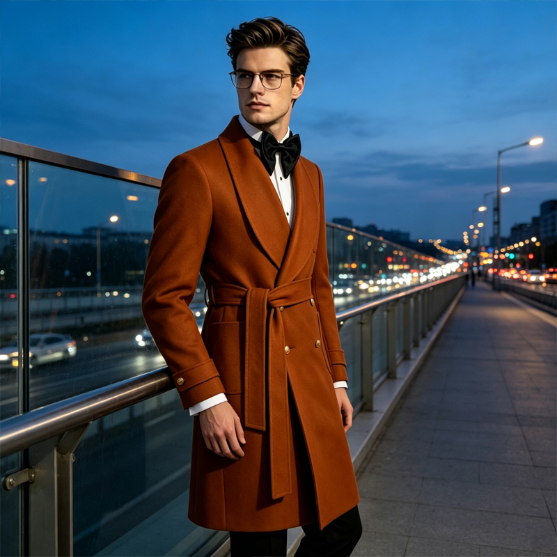 เสื้อโค้ทผู้ชายหรูหรา ผ้าผสมขน - Men'S Formal Wear Belt บทวิจารณ์และราคา
